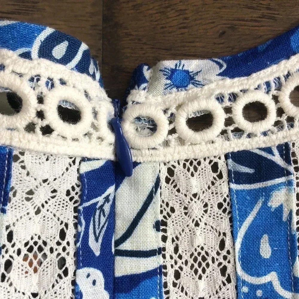 Farm Rio Full of Flowers jumpsuit Sz Medium New with Tags lots of blue - Picture 12 of 15